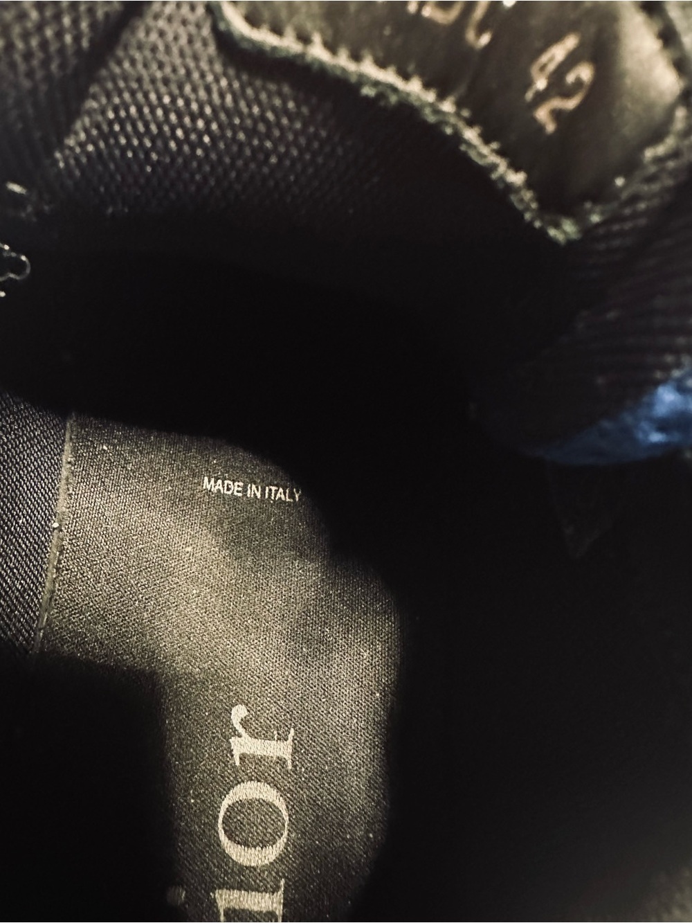 Dior Men's Chunky Sneakers in White, Black & Blue with Orange Accents - Picture 7 of 10
